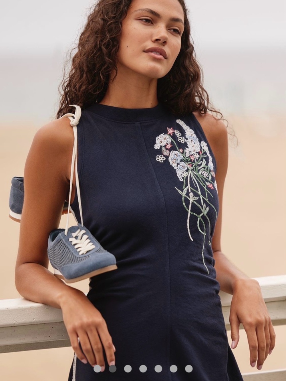Anthropologie Daily Practice Sports Start Sleeveless Midi Dress nautical summer - Picture 3 of 14
